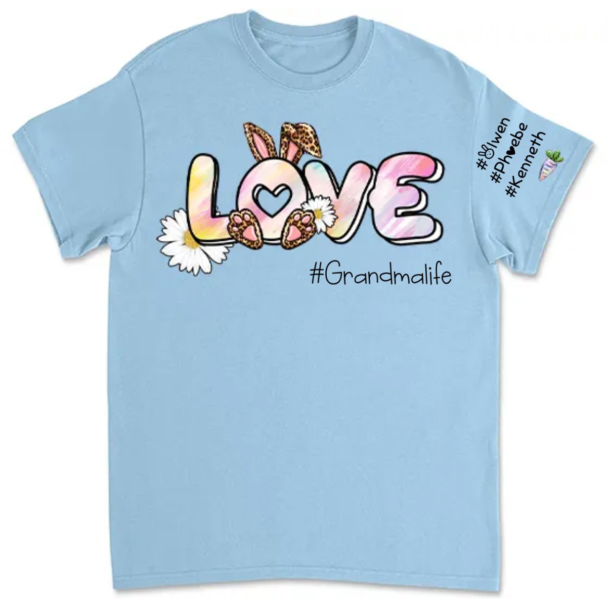 Grandma - Love Grandma Life Rainbow Easter Bunny And Kids Carrot - Personalized Unisex T - shirt - Makezbright Gifts