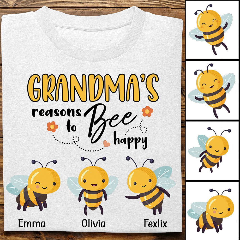 Grandma - Reasons To Be Happy - Personalized Unisex T - shirt - Makezbright Gifts