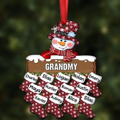 Grandma - Snowman Christmas Stocking Custom Name - Personalized Acrylicen Ornament - Makezbright Gifts