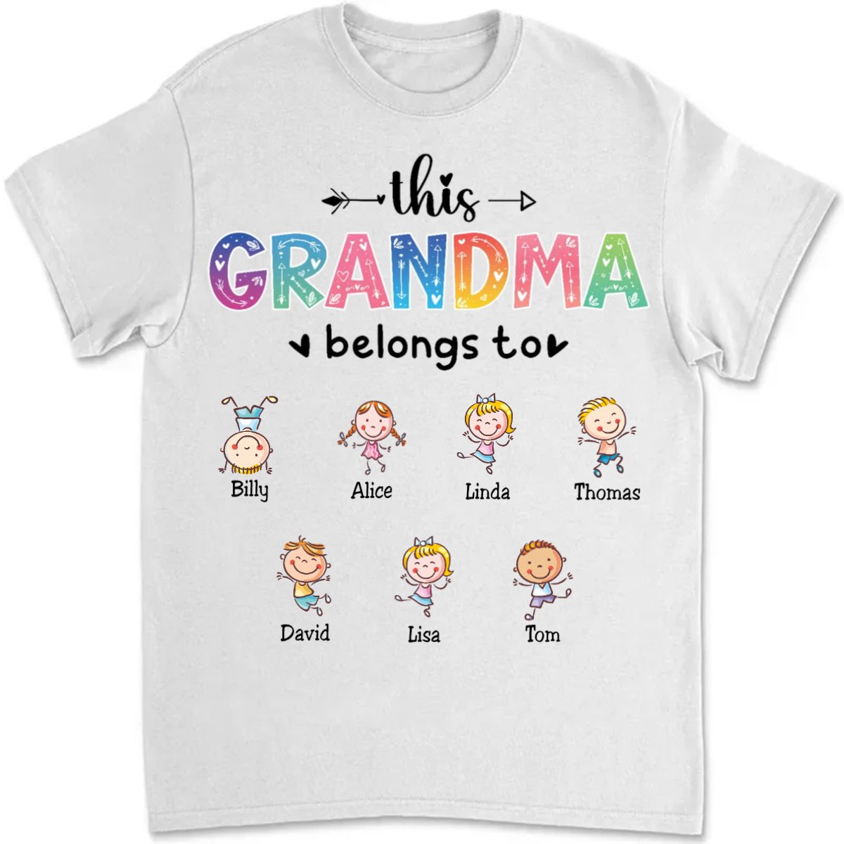 Grandma - This Grandma Belongs To Grandkids - Personalized Unisex T - shirt (HH) - Makezbright Gifts