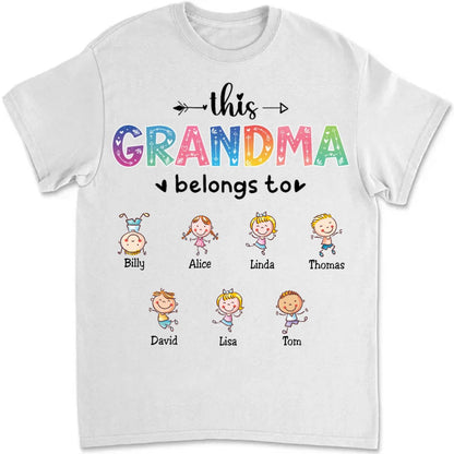 Grandma - This Grandma Belongs To Grandkids - Personalized Unisex T - shirt (HH) - Makezbright Gifts