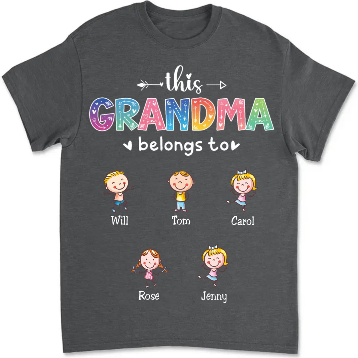 Grandma - This Grandma Belongs To Grandkids - Personalized Unisex T - shirt (HH) - Makezbright Gifts