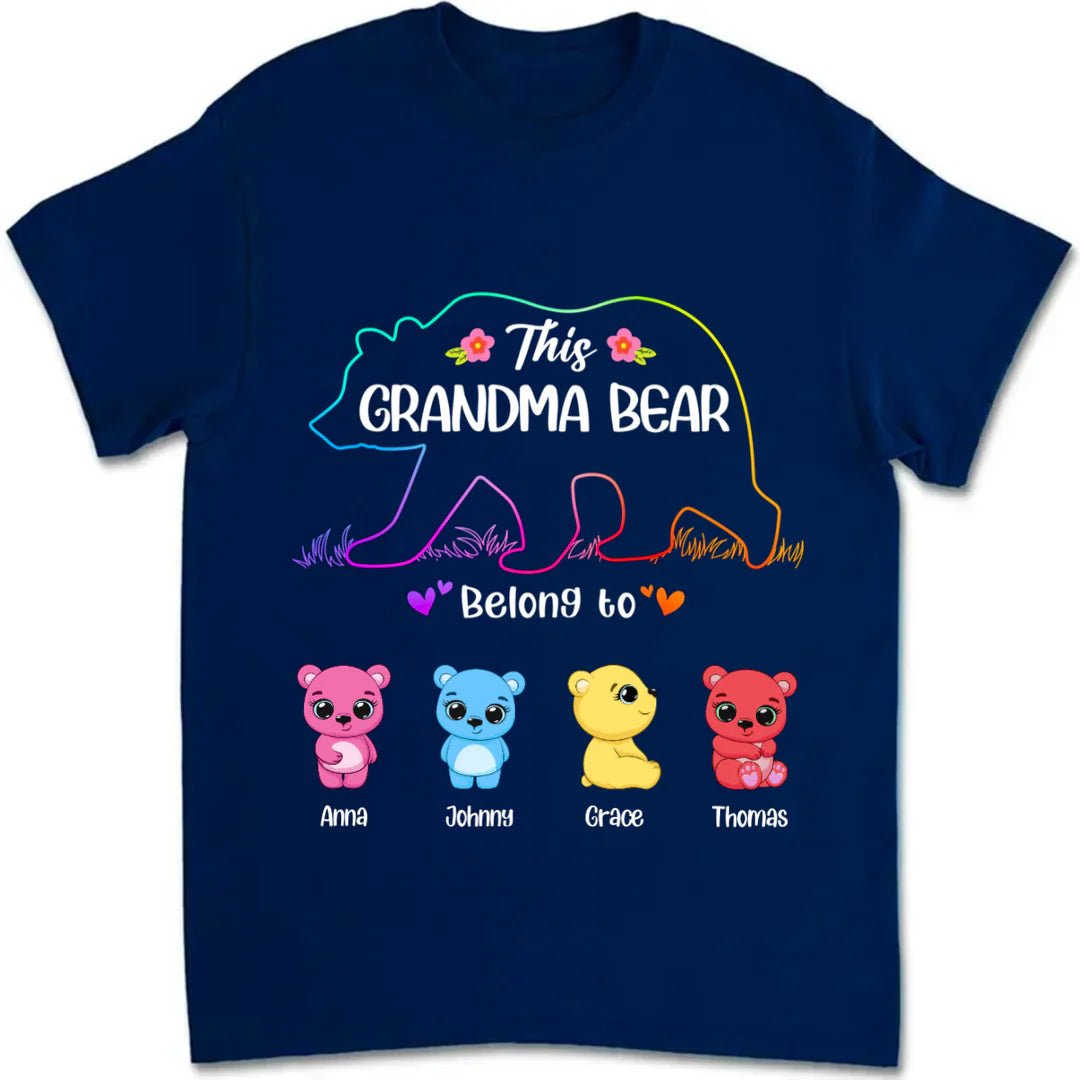 Grandma - This Mama Bear Belongs To - Personalized T - Shirt - Makezbright Gifts