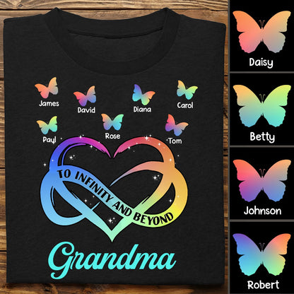 Grandma - To Infinity And Beyond Butterfly Heart - Personalized Unisex T - shirt - Makezbright Gifts