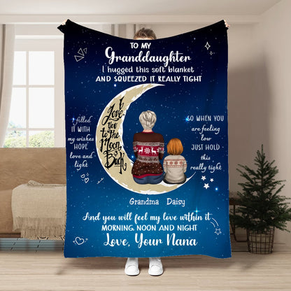 Grandma - To My Granddaughter I Love You To The Moon And Back - Personalized Blanket (HN) - Makezbright Gifts