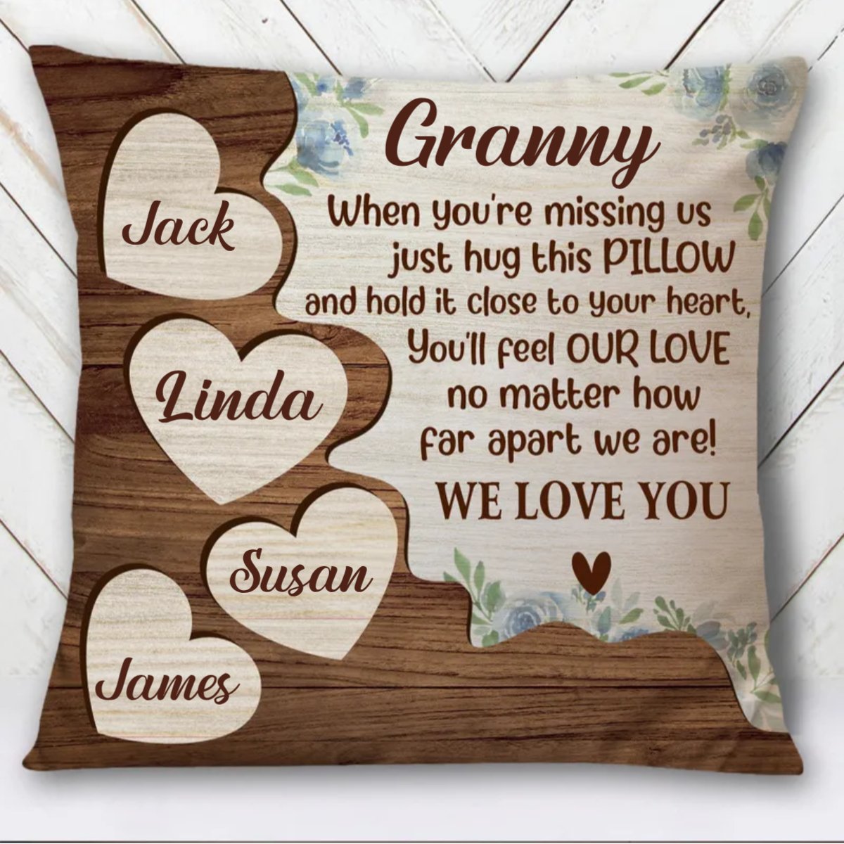 Grandma - When You're Missing Us Just Hug This Pillow We Love You - Personalized Pillow - Makezbright Gifts