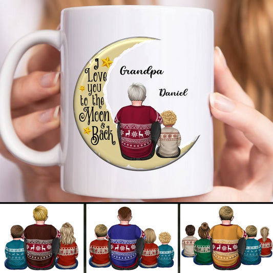 Grandpa - Grandpa Grandkids On Moon - Personalized Mug - Makezbright Gifts