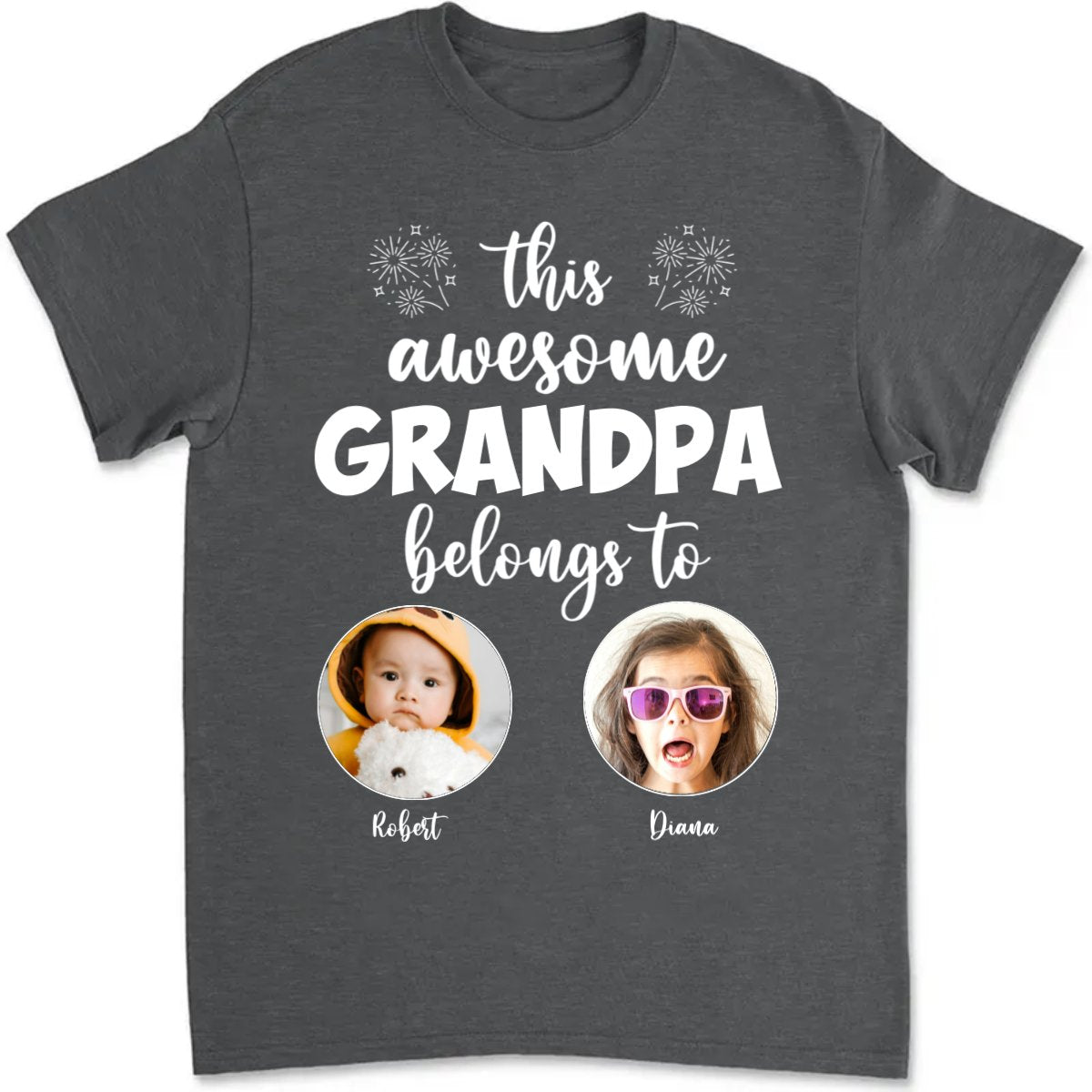 Grandpa - This Awesome Grandpa Belongs To - Personalized Unisex T - shirt - Makezbright Gifts