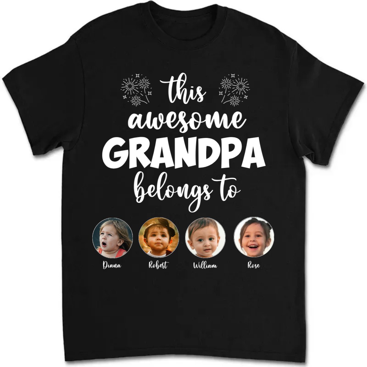 Grandpa - This Awesome Grandpa Belongs To - Personalized Unisex T - shirt - Makezbright Gifts