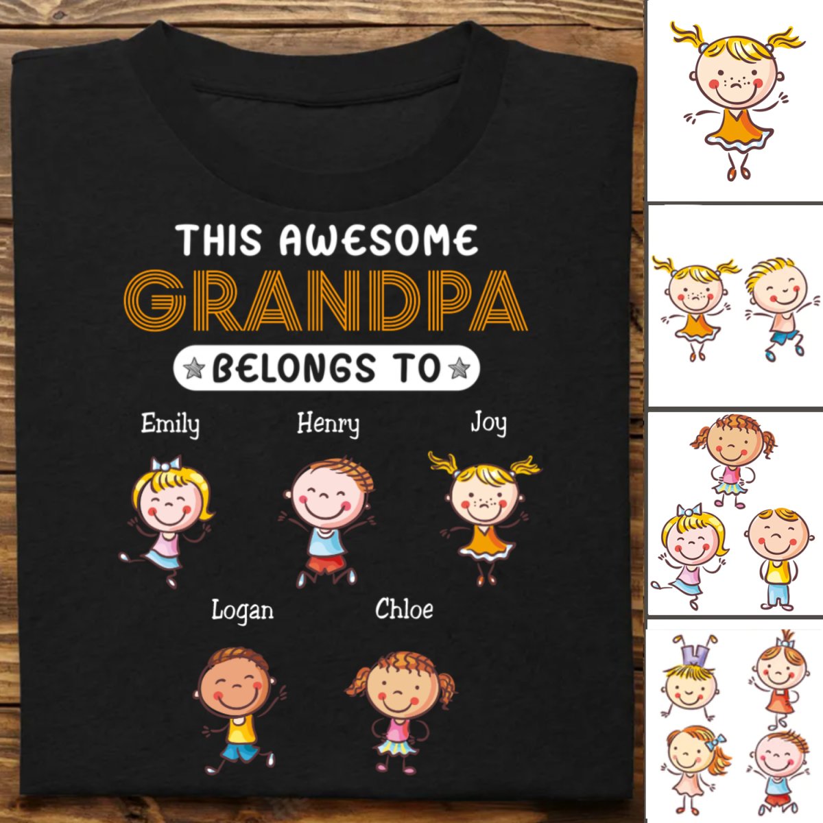 Grandpa - This Grandpa Belongs To - Personalized Unisex T - Shirt - Makezbright Gifts