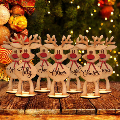 Handcrafted - Christmas Is Where Cutest Reindeer Of All - Personalized Custom Reindeer Christmas Place Names - Christmas Decoration, Keepsake Gift, Table Decoration, Favors, Christmas Gift - Makezbright Gifts