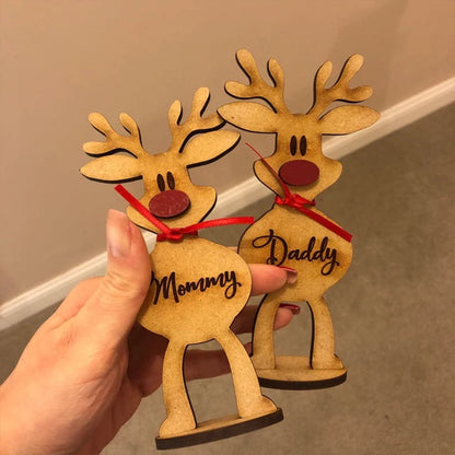 Handcrafted - Christmas Is Where Cutest Reindeer Of All - Personalized Custom Reindeer Christmas Place Names - Christmas Decoration, Keepsake Gift, Table Decoration, Favors, Christmas Gift - Makezbright Gifts