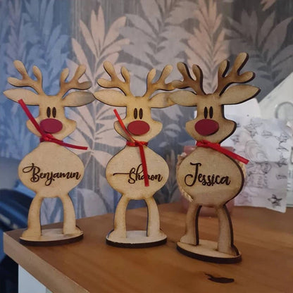 Handcrafted - Christmas Is Where Cutest Reindeer Of All - Personalized Custom Reindeer Christmas Place Names - Christmas Decoration, Keepsake Gift, Table Decoration, Favors, Christmas Gift - Makezbright Gifts