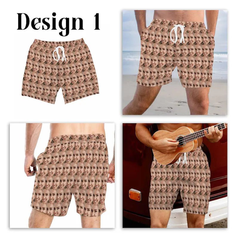 Hawaii - Custom Face Swim Trunks - Personalized Short - Makezbright Gifts