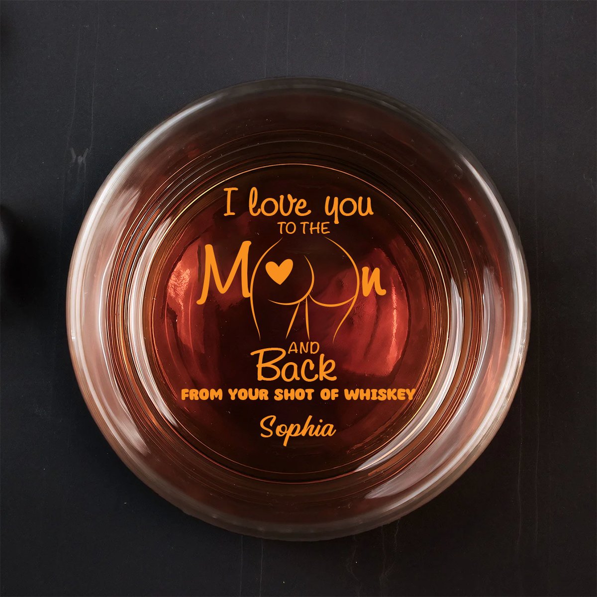 I Love You To The Moon And Back - Personalized Engraved Whiskey Glass - Makezbright Gifts