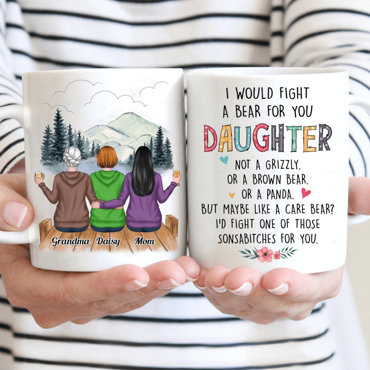 I Would Fight A Bear For You Daughter - Personalized Mug - Makezbright Gifts