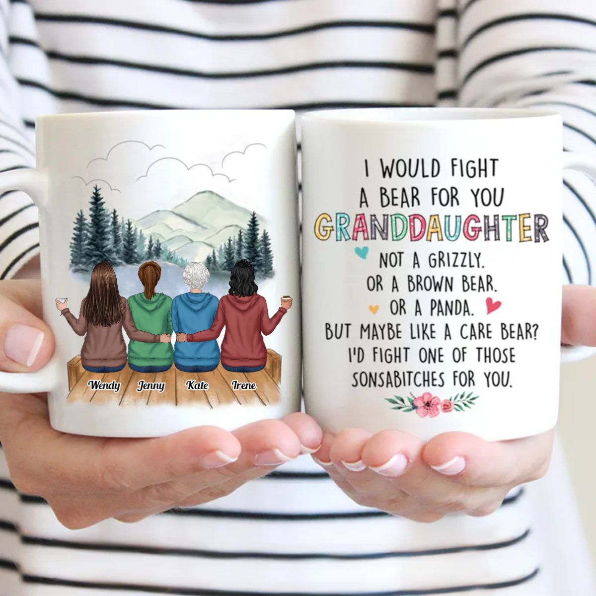 I Would Fight A Bear For You Granddaughter - Personalized Mug - Makezbright Gifts