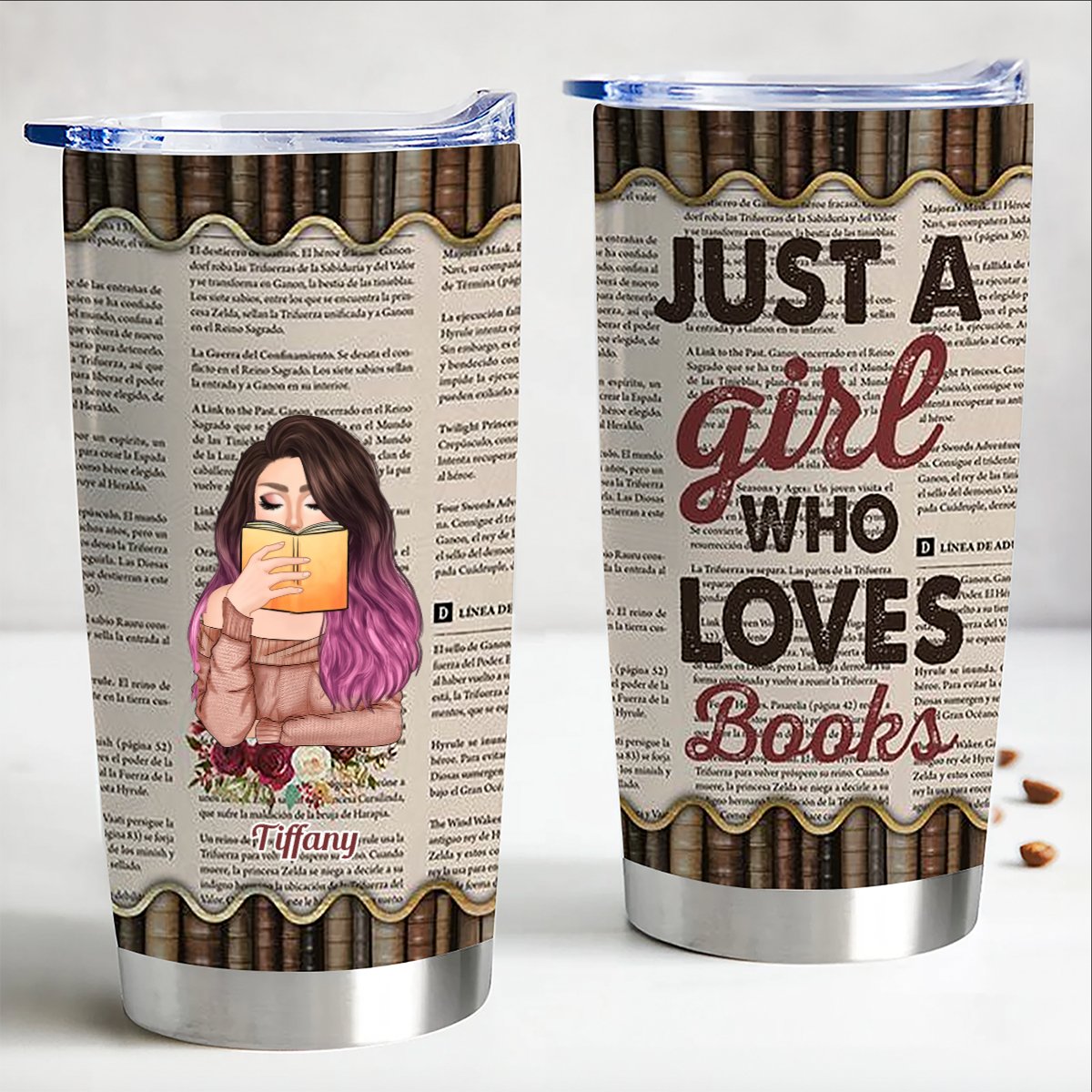 Just A Girl Who Loves Books - Personalized Tumbler - Birthday Gift For Book Lovers - Book Girl - Makezbright Gifts