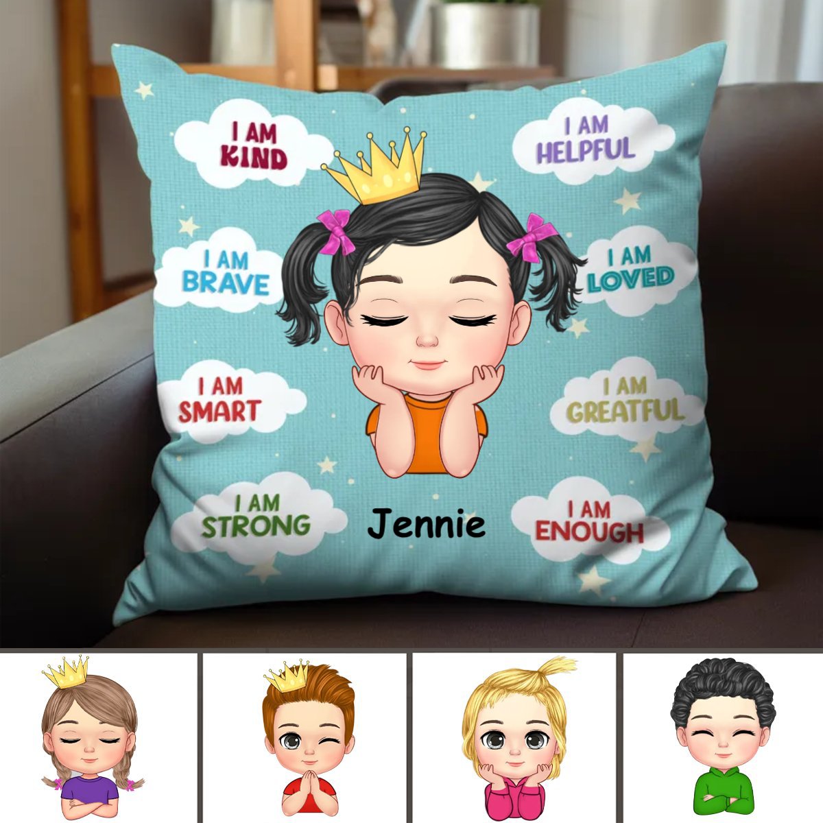 Kids - I Am Kind I Am Smart - Personalized Pillow - Makezbright Gifts