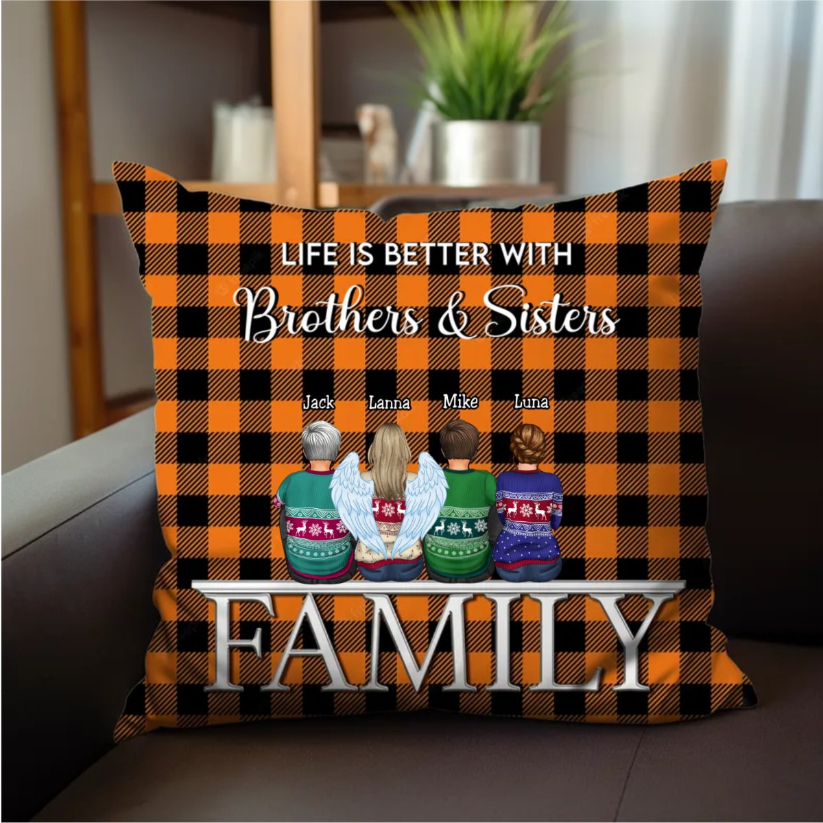 Life Is Better With Brothers & Sisters - Personalized Pillow - Makezbright Gifts