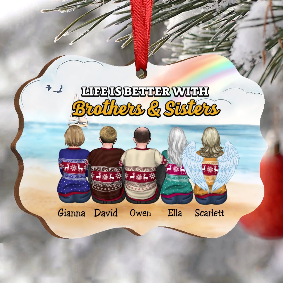 Life Is Better With Brothers & Sisters V2 - Personalized Acrylic Ornament - Makezbright Gifts