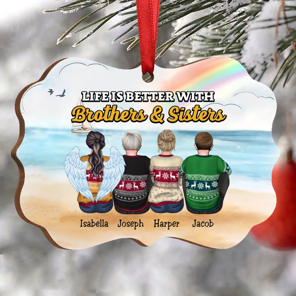 Life Is Better With Brothers & Sisters V2 - Personalized Acrylic Ornament - Makezbright Gifts