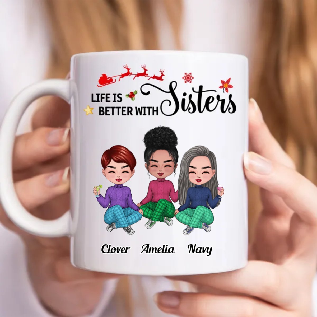 Life Is Better With Sisters - Personalized Mug - Makezbright Gifts