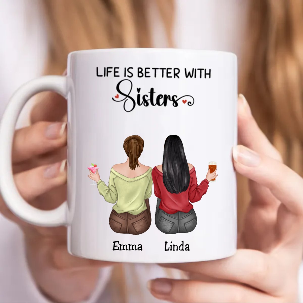 Life Is Better With Sisters - Personalized Mug - Makezbright Gifts