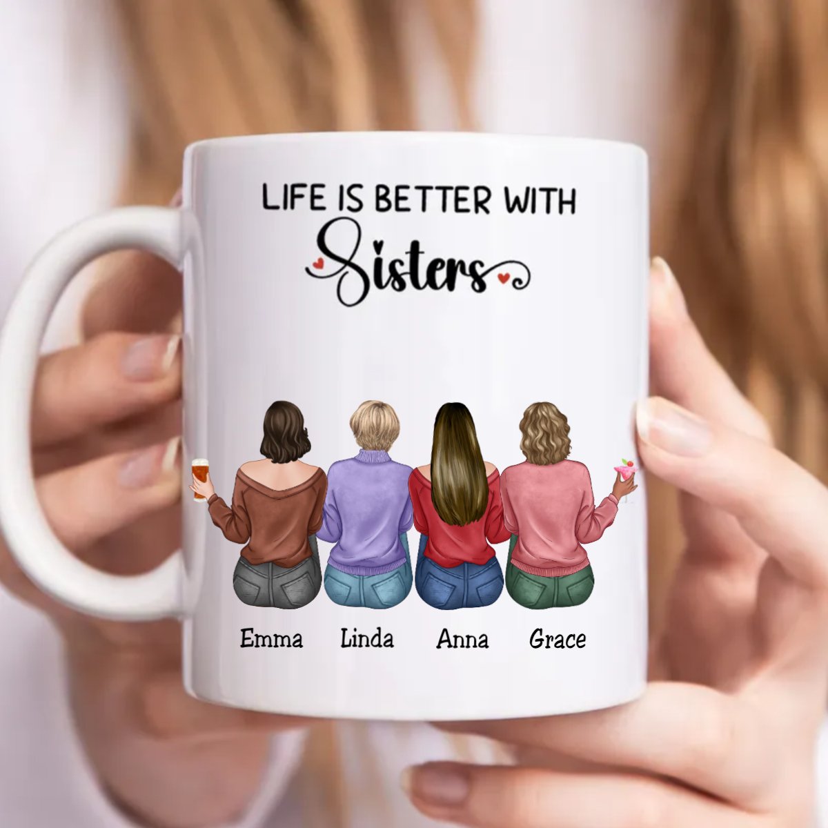 Life Is Better With Sisters - Personalized Mug - Makezbright Gifts