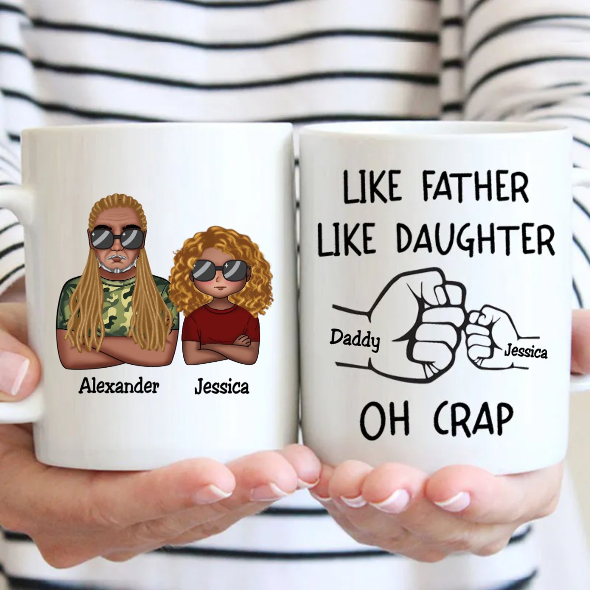 Like Father Like Daughter Fist Bump Handshake - Personalized Mug (L) - Makezbright Gifts