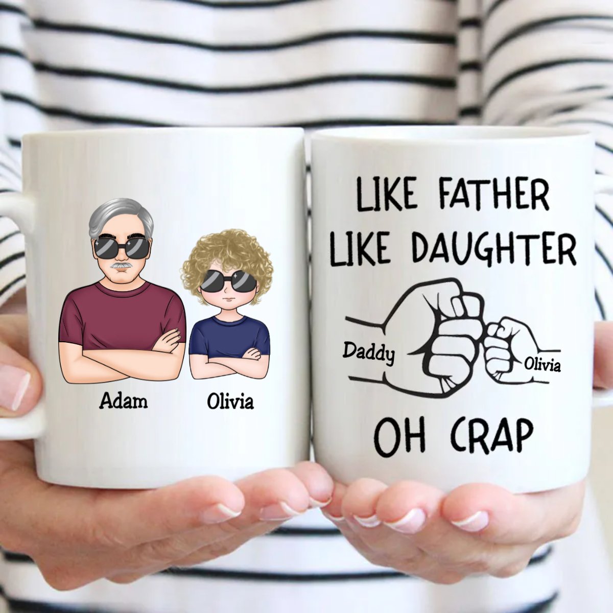 Like Father Like Daughter Fist Bump Handshake - Personalized Mug (L) - Makezbright Gifts