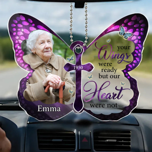 Memorial - Your Wings Were Ready - Personalized Car Ornament - Makezbright Gifts