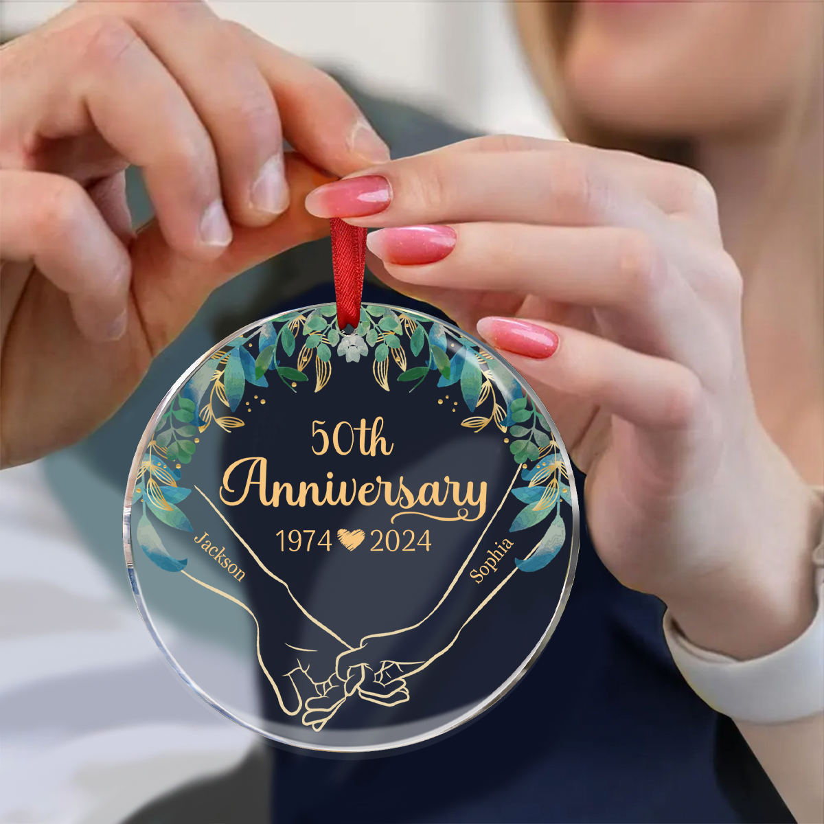 Couples Anniversary - Personalized Circle Acrylic Ornament