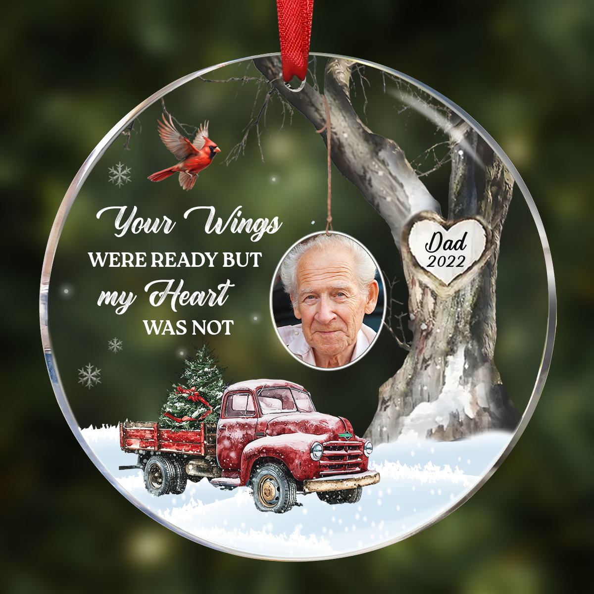 Always With You Photo Memorial Personalized Acrylic Ornament, Christmas Sympathy Keepsake, Lost Loved Ones Rememberance