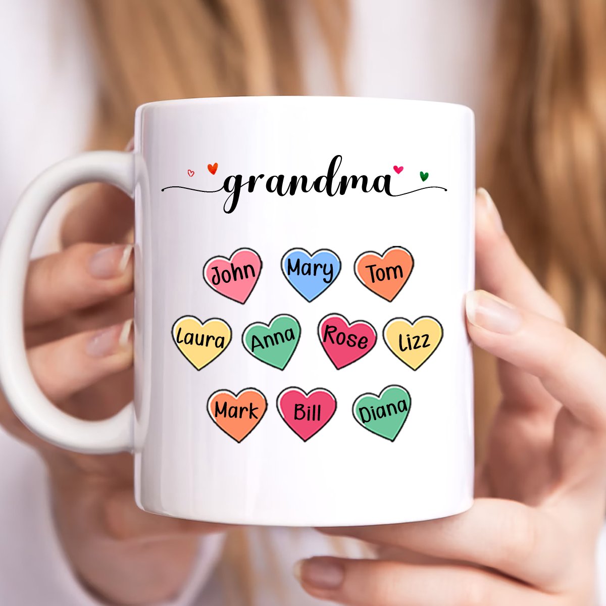 Mom Grandma And Heart Grandkids - Personalized Mug - Makezbright Gifts