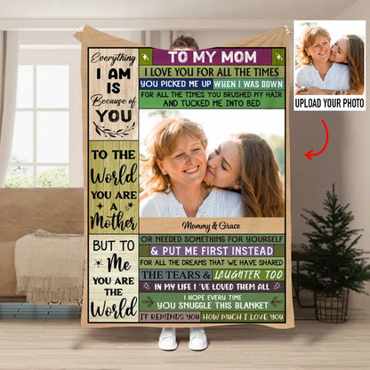 Mother - Custom Photo I Love You, Mom - Personalized Blanket - Makezbright Gifts