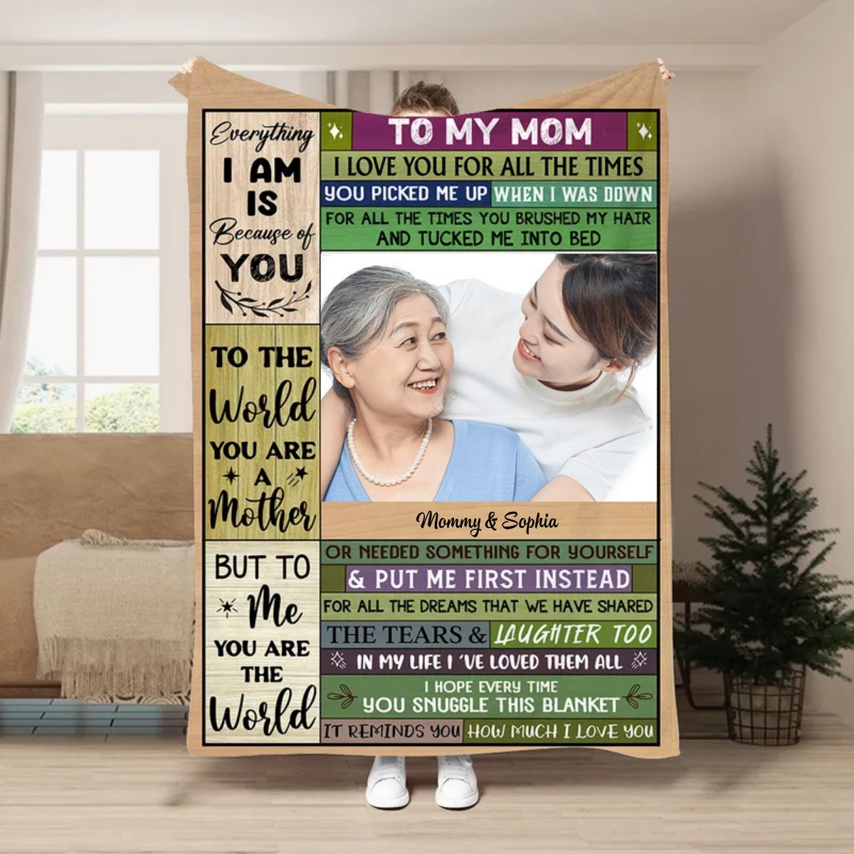 Mother - Custom Photo I Love You, Mom - Personalized Blanket - Makezbright Gifts