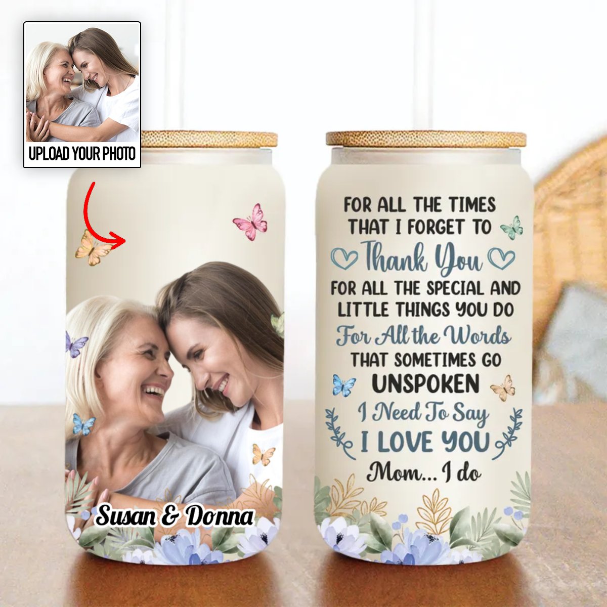 Mother - Custom Photo Thank You For All The Special Things - Personalized Glass Can (HJ) - Makezbright Gifts