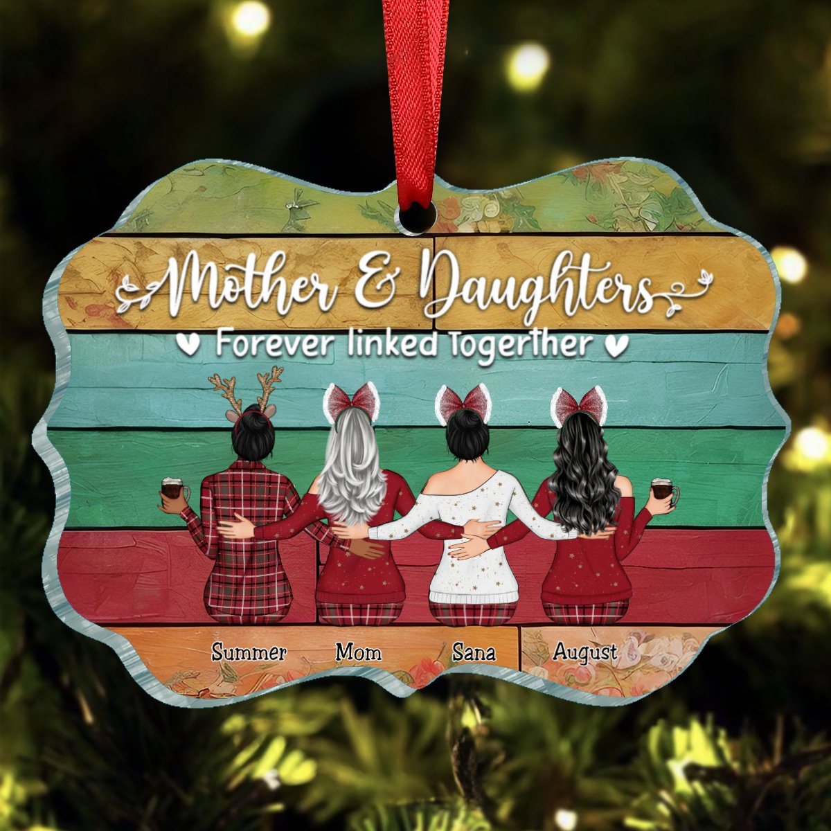 Mother & Daughters - Mother & Daughters Forever Linked Together - Personalized Ornament (AA) - Makezbright Gifts