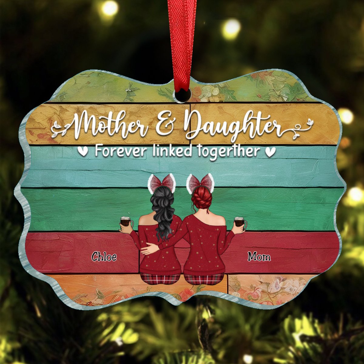 Mother & Daughters - Mother & Daughters Forever Linked Together - Personalized Ornament (AA) - Makezbright Gifts