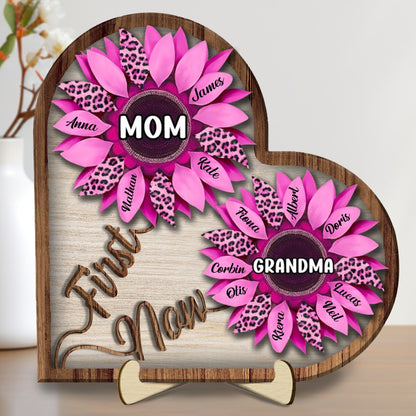 Mother - First Mom Now Grandma - Personalized 2 - Layered Wooden Plaque - Makezbright Gifts