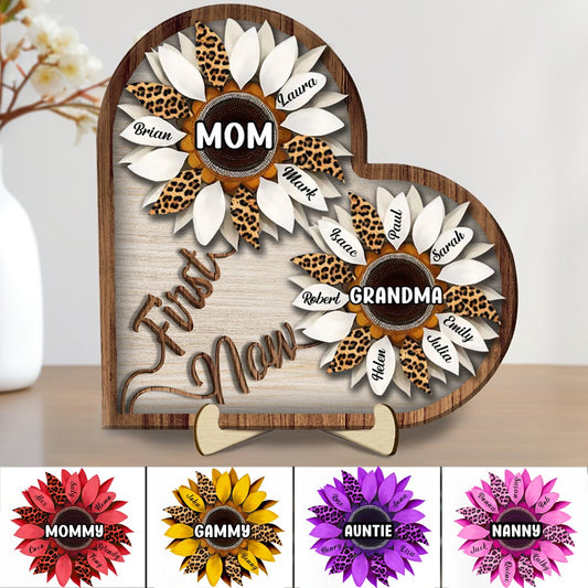 Mother - First Mom Now Grandma - Personalized 2 - Layered Wooden Plaque - Makezbright Gifts