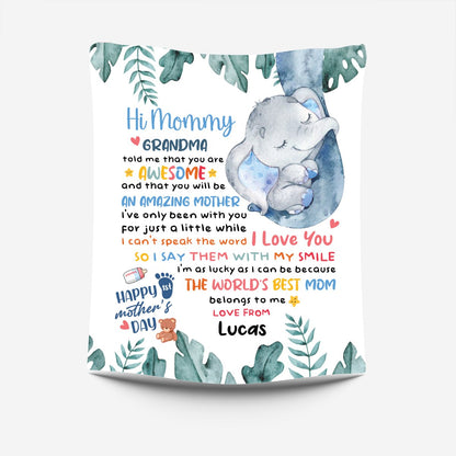 Mother - Hi Mommy, Grandma Told Me That You Are Awesome - Personalized Blanket - Makezbright Gifts