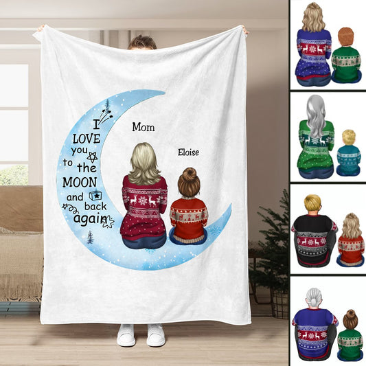 Mother - I Love You To The Moon And Back Again - Personalized Blanket (M5) - Makezbright Gifts