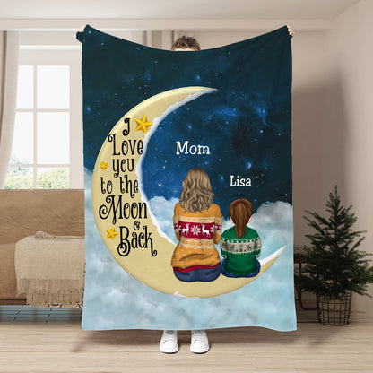 Mother - I Love You To The Moon And Back - Personalized Blanket (M1) - Makezbright Gifts