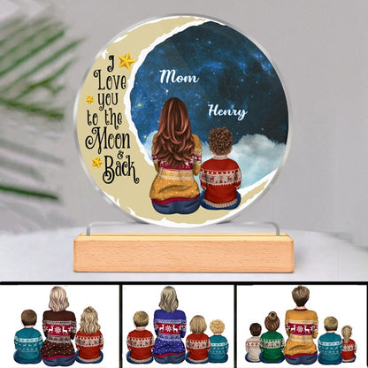 Mother - I love you to the moon and back - Personalized Circle Acrylic Plaque (II) - Makezbright Gifts