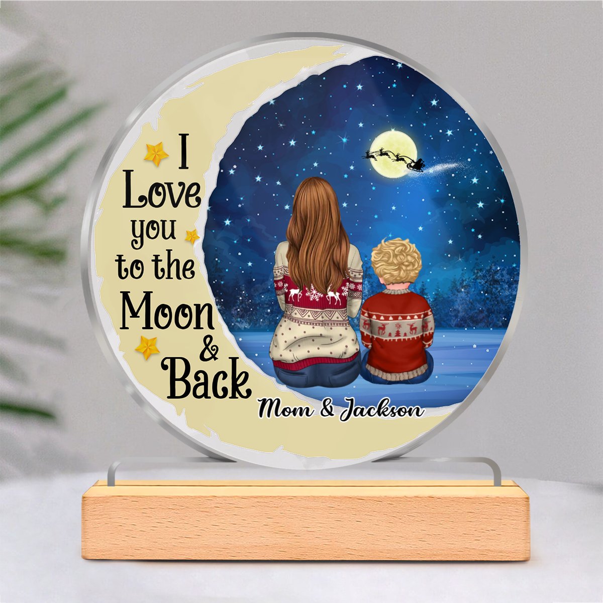 Mother - I love you to the moon and back - Personalized Circle Acrylic Plaque (M12) - Makezbright Gifts