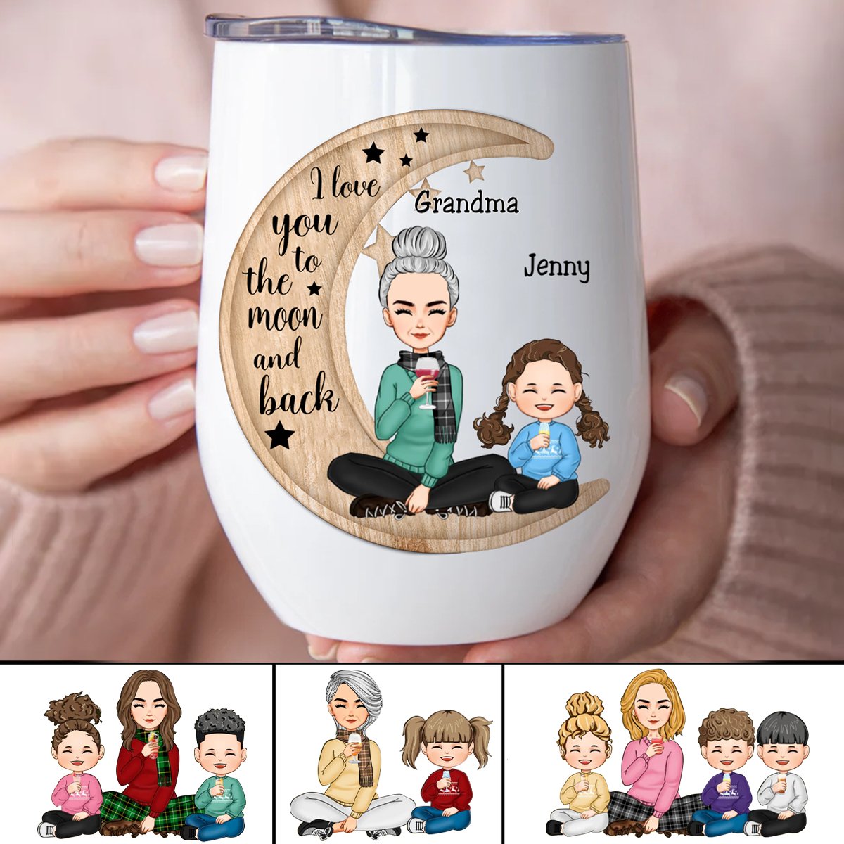 Mother - I Love You To The Moon And Back - Personalized Wine Tumbler (II1) - Makezbright Gifts