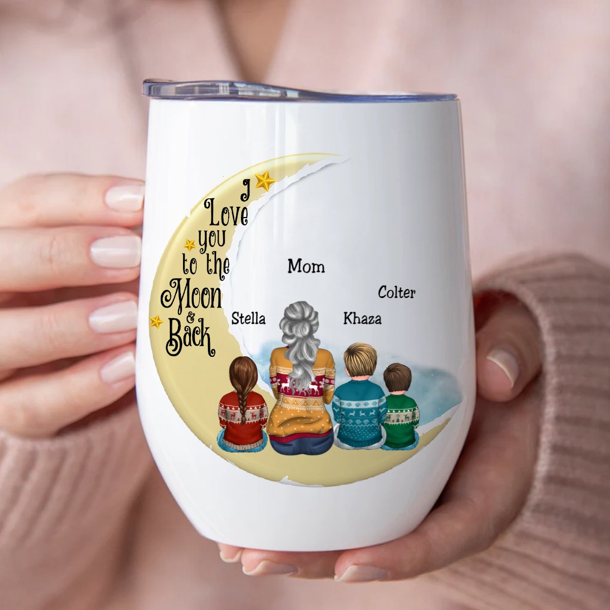 Mother - I Love You To The Moon And Back - Personalized Wine Tumbler (M10) - Makezbright Gifts