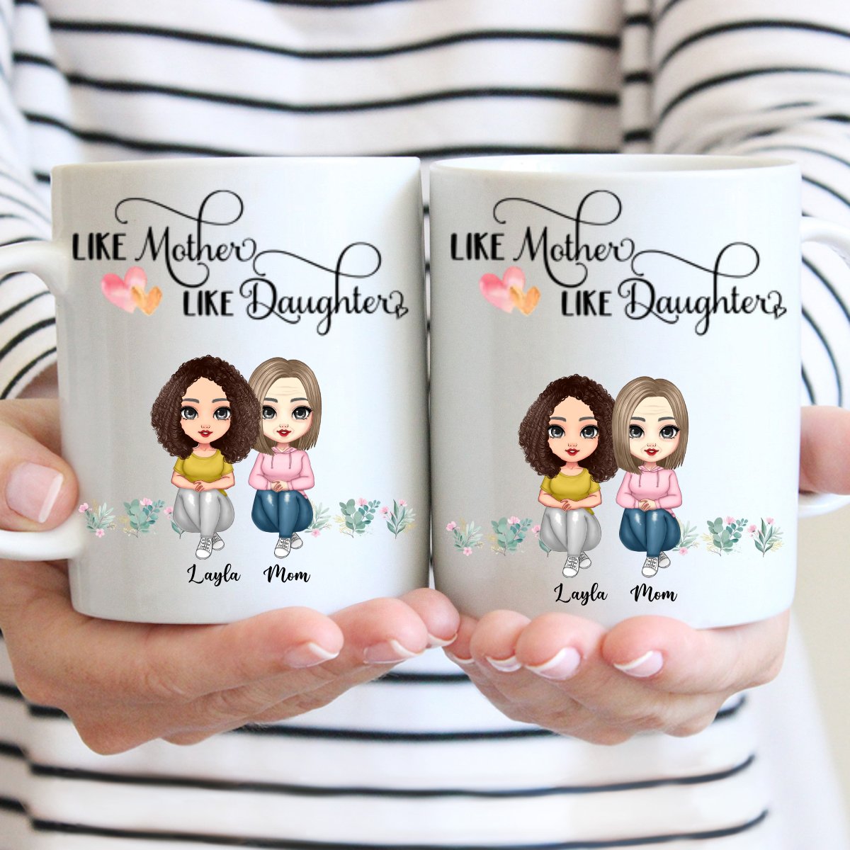 Mother - Like Mother Like Daughter - Personalized Mug (Flower) - Makezbright Gifts